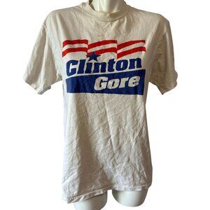 Vtg 90s Hanes Beefy Clinton Gore Shirt Tee M Election Single Stitch Size Medium